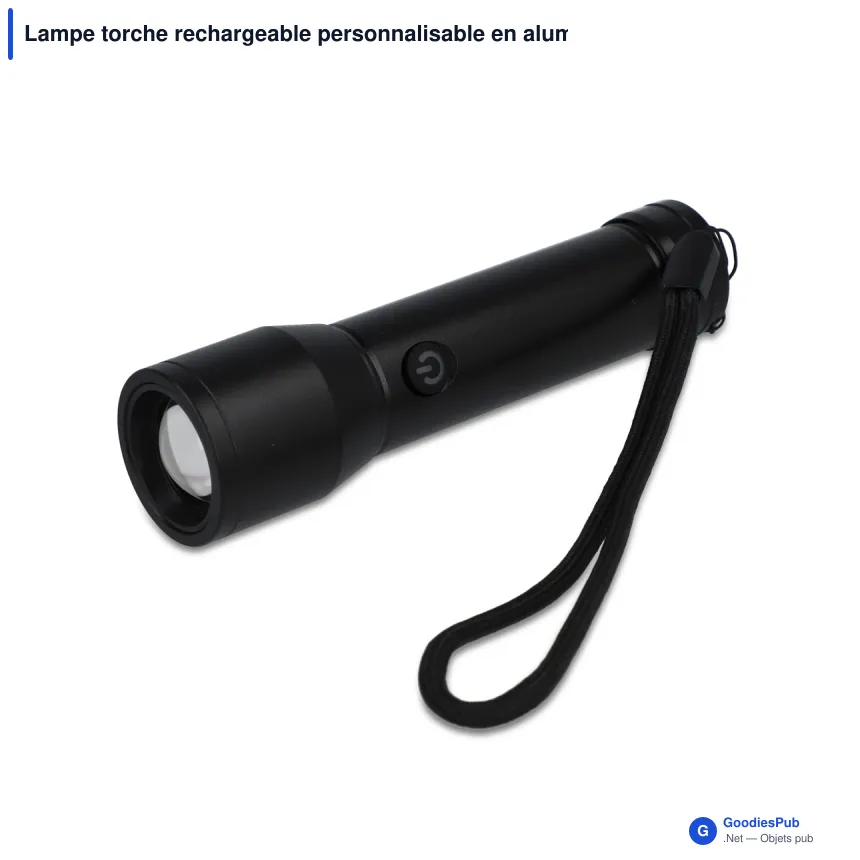 Lampe torche rechargeable personnalisable en aluminium recyclé avec logo - IPX4 - Image 3