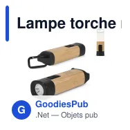 Lampe torche rechargeable personnalisable en ABS recyclé et bambou avec logo - R-ABS - Miniature 1