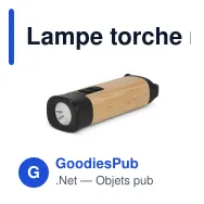 Lampe torche rechargeable personnalisable en ABS recyclé et bambou avec logo - R-ABS - Miniature 2