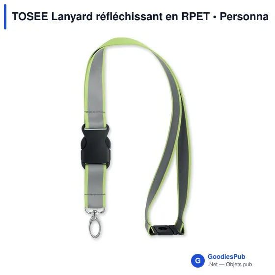 Lanyard personnalisable réfléchissant en RPET avec logo - TOSEE - Image 2