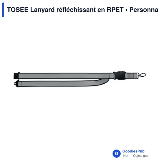 Lanyard personnalisable réfléchissant en RPET avec logo - TOSEE - Image 12