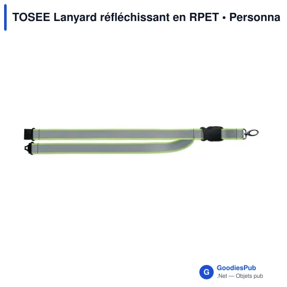 Lanyard personnalisable réfléchissant en RPET avec logo - TOSEE - Image 5