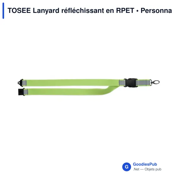 Lanyard personnalisable réfléchissant en RPET avec logo - TOSEE - Image 6
