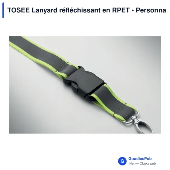 Lanyard personnalisable réfléchissant en RPET avec logo - TOSEE - Image 7