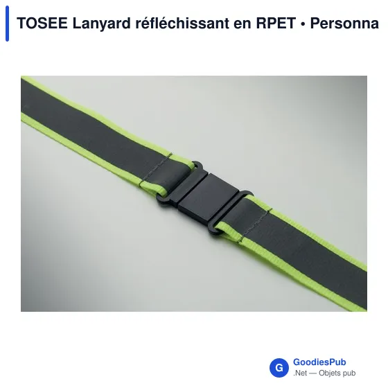 Lanyard personnalisable réfléchissant en RPET avec logo - TOSEE - Image 8