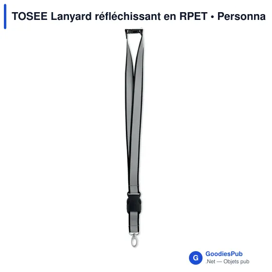 Lanyard personnalisable réfléchissant en RPET avec logo - TOSEE - Image 9