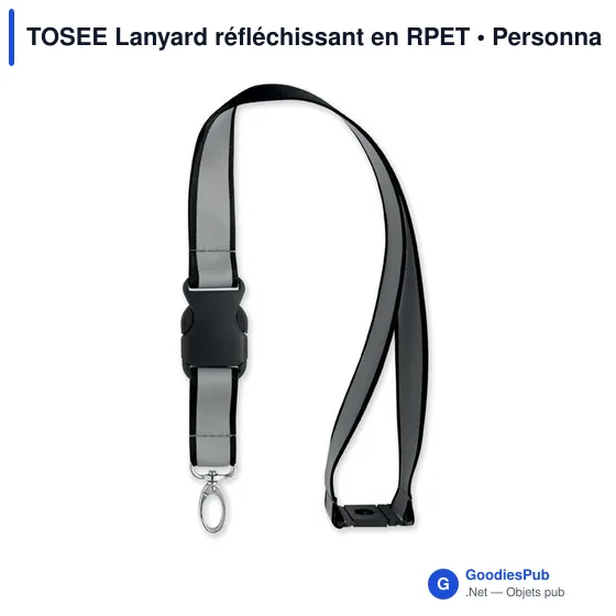 Lanyard personnalisable réfléchissant en RPET avec logo - TOSEE - Image 10