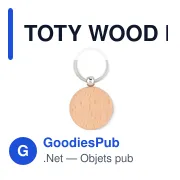 TOTY WOOD Porte-clés rond en bois - Miniature 1