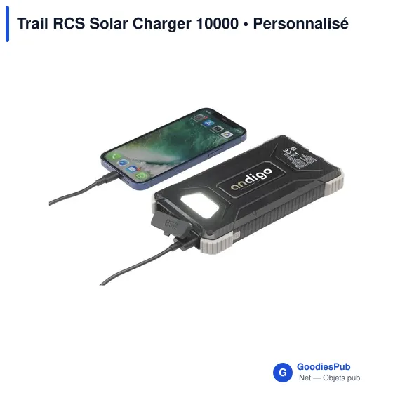 Chargeur solaire personnalisable Trail RCS 10000 avec logo - Image 4