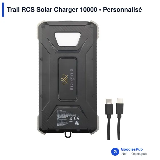 Chargeur solaire personnalisable Trail RCS 10000 avec logo - Image 8