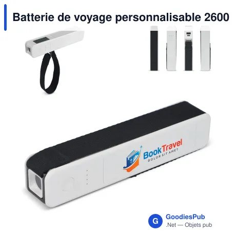Batterie de voyage personnalisable 2600 mAh 5 en 1 avec logo - Travel