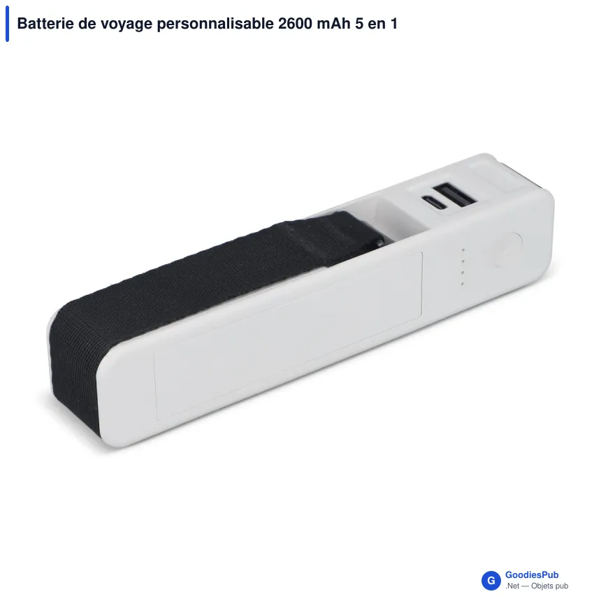 Batterie de voyage personnalisable 2600 mAh 5 en 1 avec logo - Travel - Image 2
