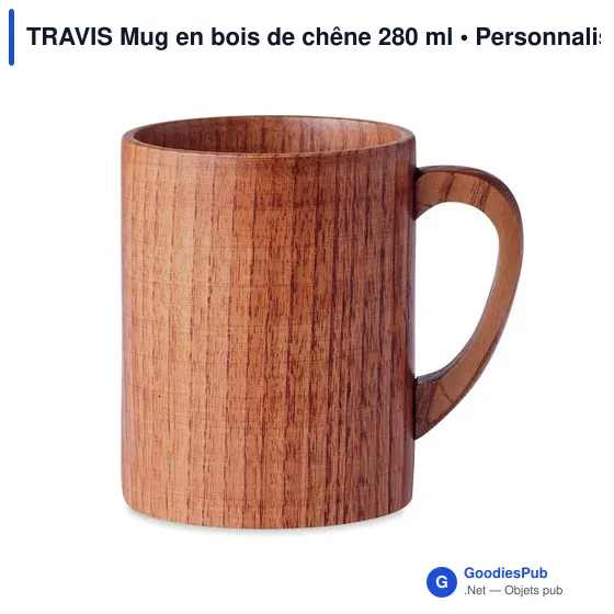 TRAVIS Mug en bois de chêne 280 ml - Image 1