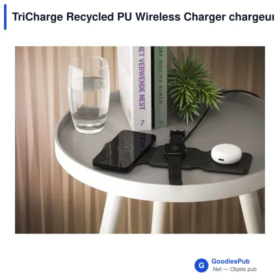 Chargeur sans fil personnalisable TriCharge Recycled PU avec logo - Image 11