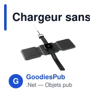 Chargeur sans fil personnalisable TriCharge Recycled PU avec logo - Miniature 3