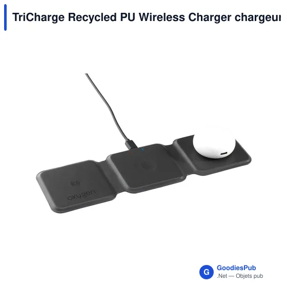 Chargeur sans fil personnalisable TriCharge Recycled PU avec logo - Image 4