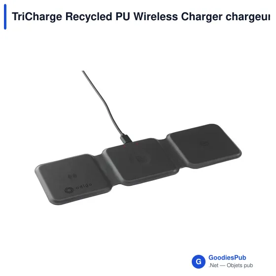 Chargeur sans fil personnalisable TriCharge Recycled PU avec logo - Image 5
