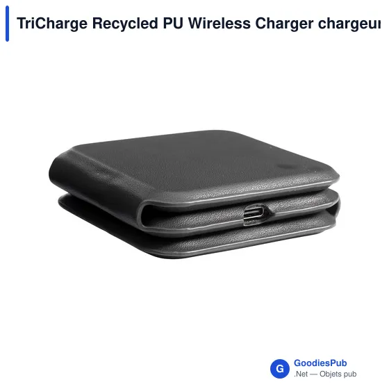 Chargeur sans fil personnalisable TriCharge Recycled PU avec logo - Image 6