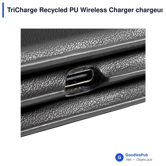 Chargeur sans fil personnalisable TriCharge Recycled PU avec logo - Image 7