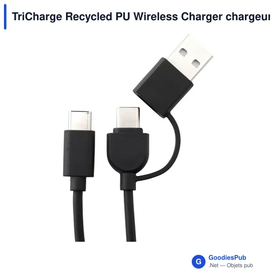 Chargeur sans fil personnalisable TriCharge Recycled PU avec logo - Image 8