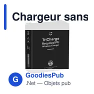 Chargeur sans fil personnalisable TriCharge Recycled PU avec logo - Miniature 9