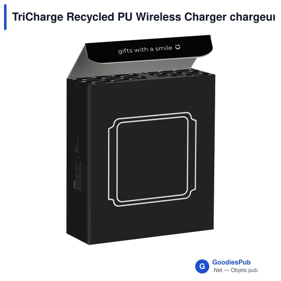 Chargeur sans fil personnalisable TriCharge Recycled PU avec logo - Image 10