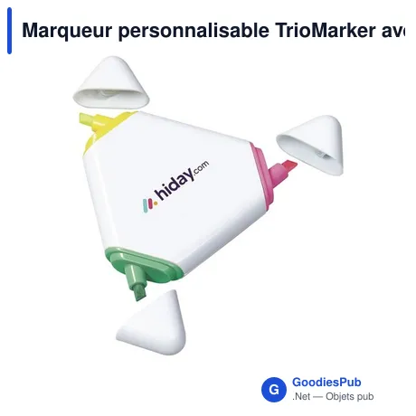 Marqueur personnalisable TrioMarker avec logo - 3 couleurs fluorescentes