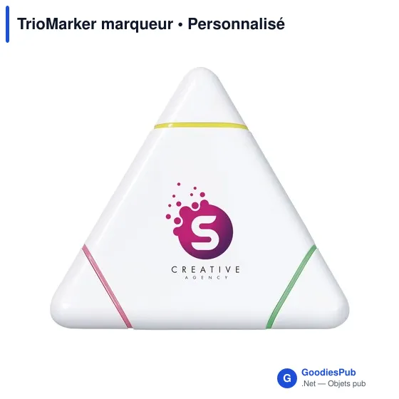 Marqueur personnalisable TrioMarker avec logo - 3 couleurs fluorescentes - Image 2