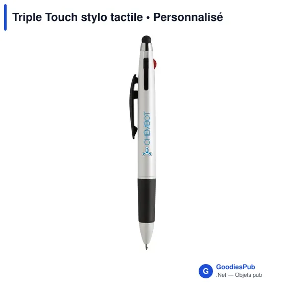 Stylo tactile personnalisable Triple Touch avec logo - Image 1