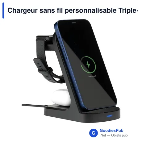 Chargeur sans fil personnalisable Triple-Up RCS avec logo