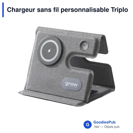 Chargeur sans fil personnalisable Triplo RCS pour logo d'entreprise