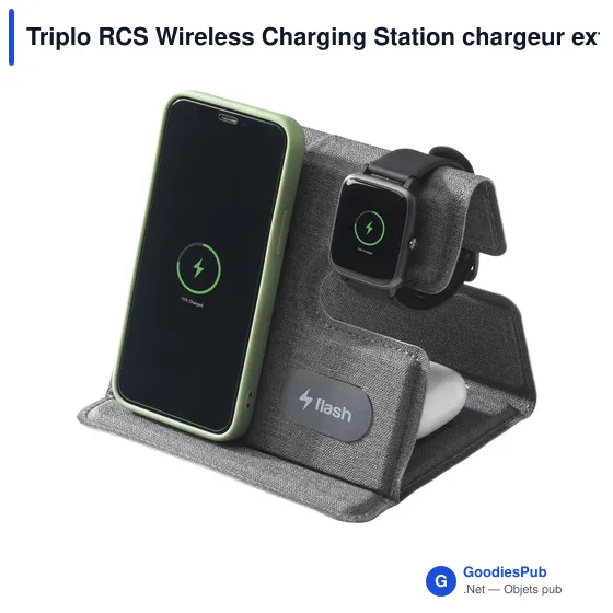 Chargeur sans fil personnalisable Triplo RCS pour logo d'entreprise - Image 2