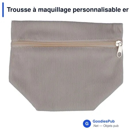 Trousse à maquillage personnalisable en velours côtelé - Tiaavec logo