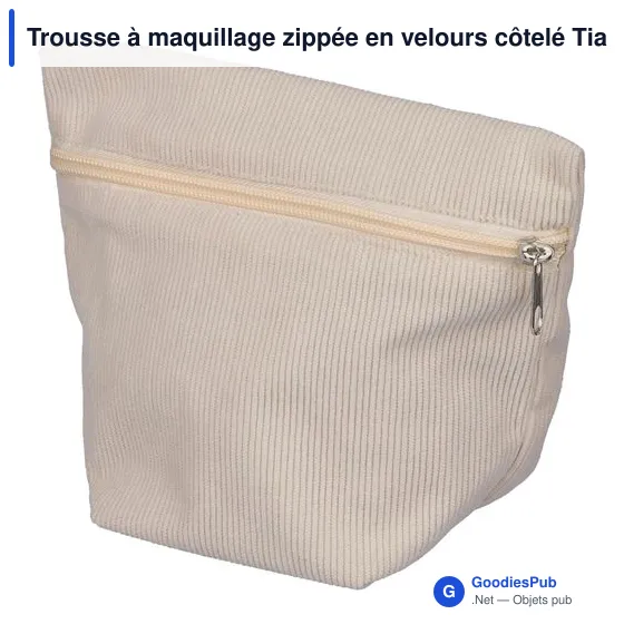 Trousse à maquillage zippée en velours côtelé Tia - Image 2