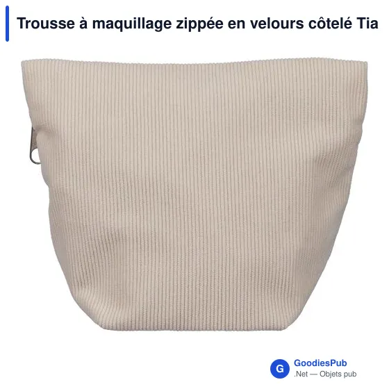 Trousse à maquillage zippée en velours côtelé Tia - Image 5