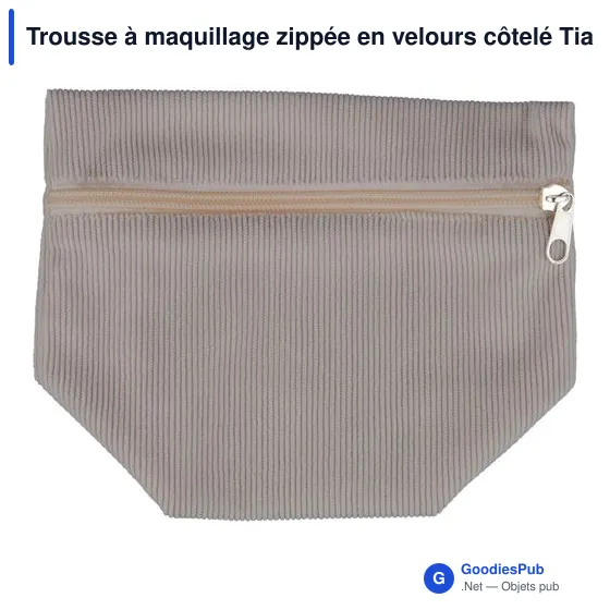 Trousse à maquillage zippée en velours côtelé Tia - Image 8