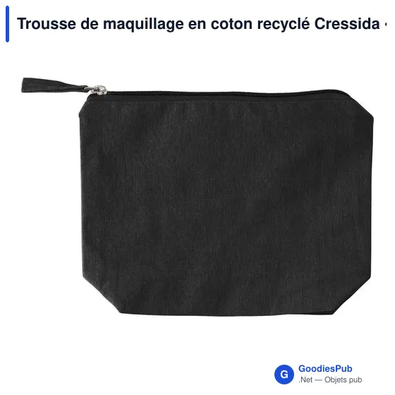 Trousse de maquillage personnalisable en coton recyclé - Cressidaavec logo - Image 1