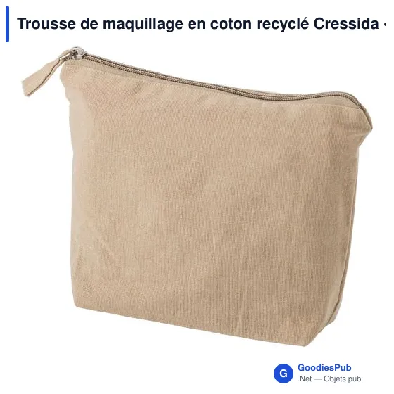 Trousse de maquillage personnalisable en coton recyclé - Cressidaavec logo - Image 2