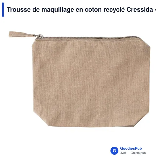 Trousse de maquillage personnalisable en coton recyclé - Cressidaavec logo - Image 4