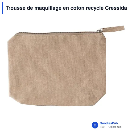 Trousse de maquillage personnalisable en coton recyclé - Cressidaavec logo - Image 6