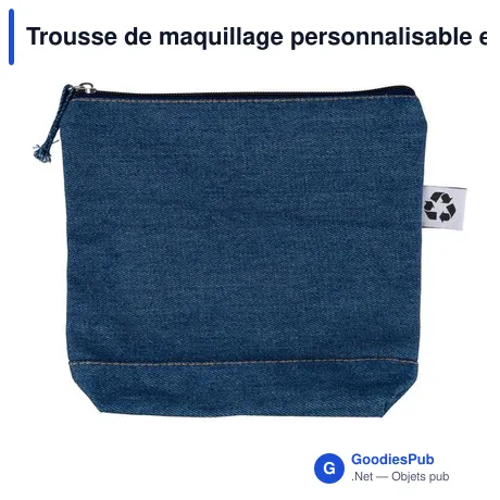 Trousse de maquillage personnalisable en denim recyclé - Orinavec logo