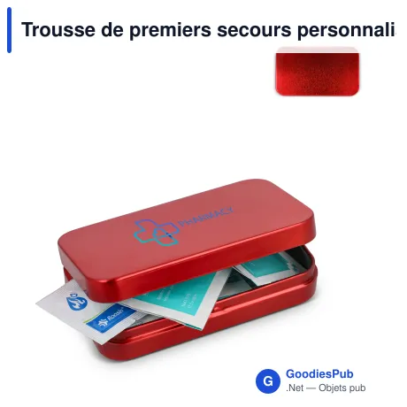 Trousse de premiers secours personnalisable 20 pièces en métal avec logo - Atlas