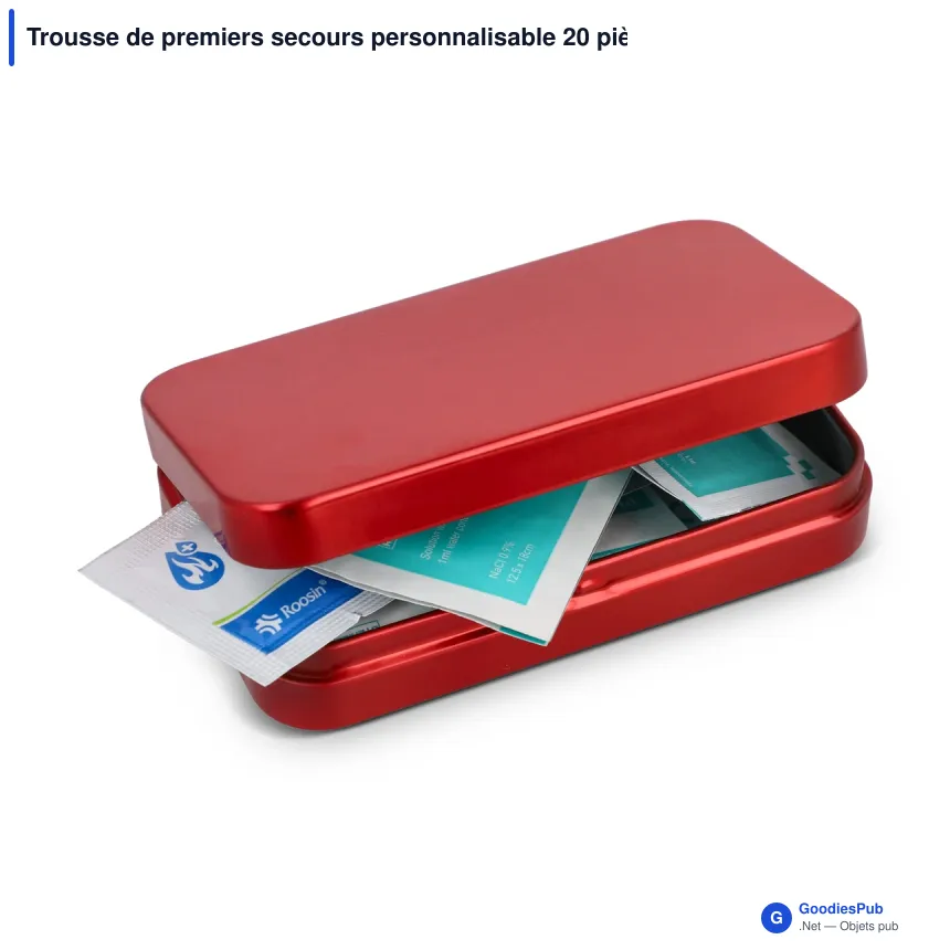 Trousse de premiers secours personnalisable 20 pièces en métal avec logo - Atlas - Image 2