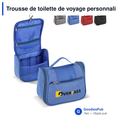 Trousse de toilette de voyage personnalisable en rPET 300D avec logo - Kora