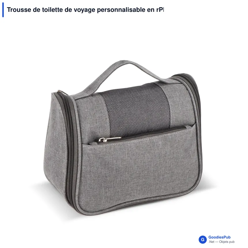 Trousse de toilette de voyage personnalisable en rPET 300D avec logo - Kora - Image 2