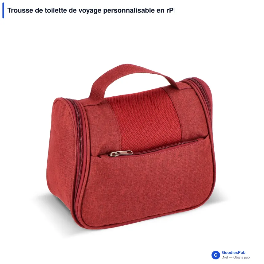 Trousse de toilette de voyage personnalisable en rPET 300D avec logo - Kora - Image 3