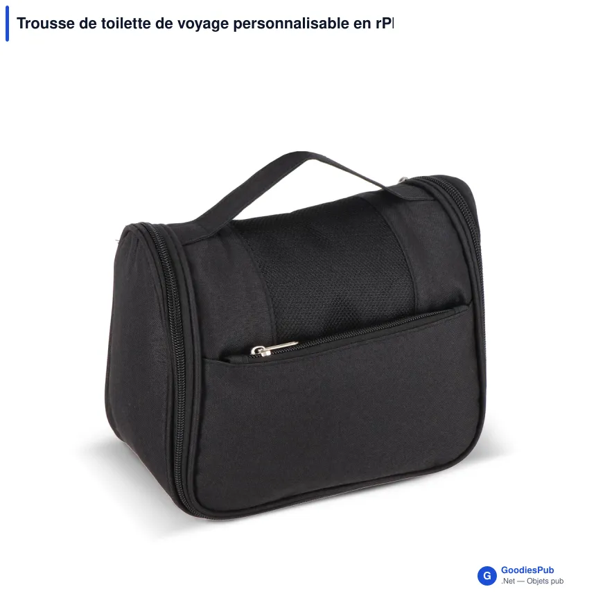 Trousse de toilette de voyage personnalisable en rPET 300D avec logo - Kora - Image 4