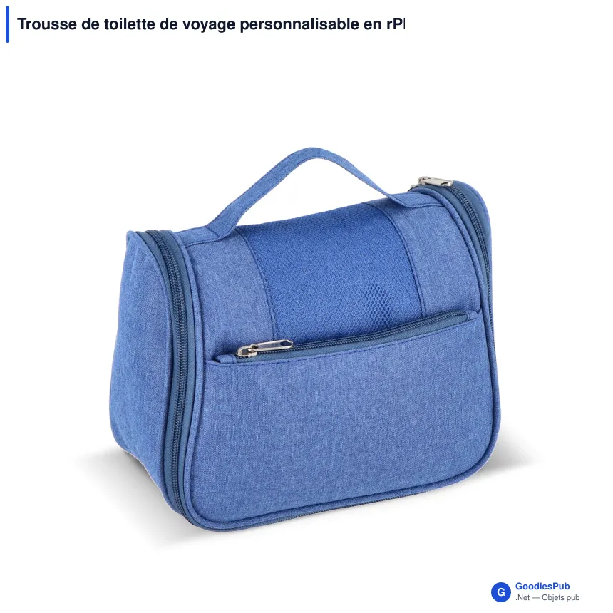 Trousse de toilette de voyage personnalisable en rPET 300D avec logo - Kora - Image 5