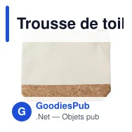 Trousse de toilette en coton et liège Teagan - Miniature 1