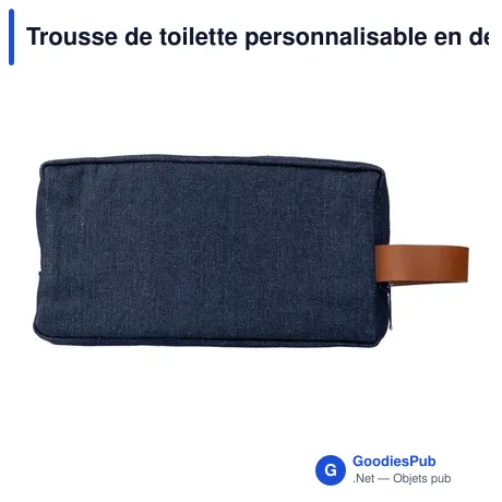 Trousse de toilette personnalisable en denim avec logo - Marianne
